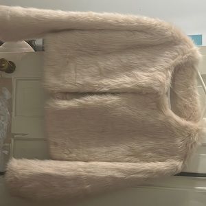 Cream fake fur coat Fashion Nova